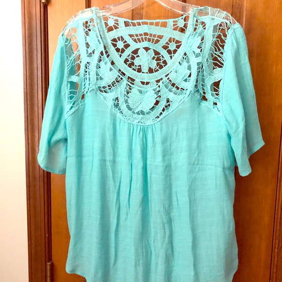 Light Blue Crotchet Blouse - Picture 1 of 7